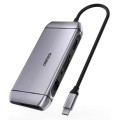 Adapteris USB C → HDMI + 3xUSB 3.2 + USB C + VGA + RJ45 + SD (9-in-1) pilkas (grey) Choetech HUB-M15